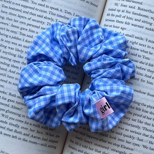 Blue Gingham Scrunchie